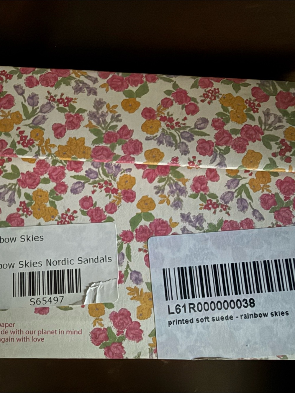 Manebi x LoveShackFancy Nordic Sandals Rainbow Skies Floral NIB US 8 EU 38 $195 - Picture 5 of 5